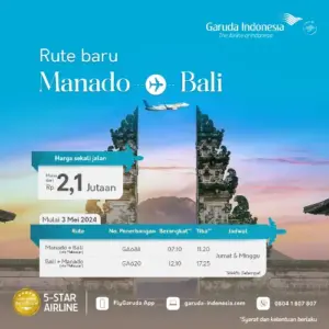 Garuda Indonesia Buka Rute Manado-Bali, Terbang Tiap Jumat dan Minggu