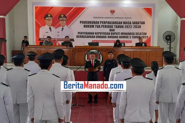 Bupati Franky Wongkar Kukuhkan Perpanjangan Masa Jabatan 42 Hukum Tua Minsel