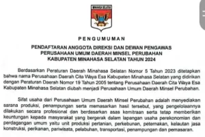 Perumda Minsel Perubahan Buka Pendaftaran Direksi dan Dewan Pengawas, Cek Syaratnya