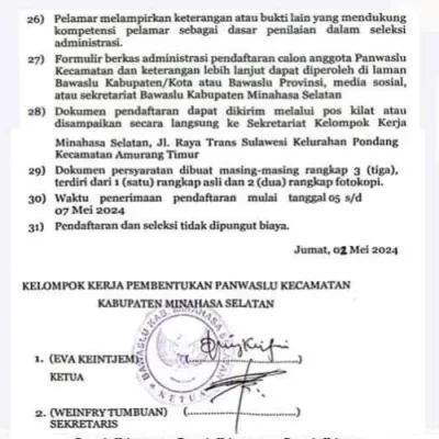 Bawaslu Minsel Buka Pendaftaran Panwaslucam Pilkada 2024 13 Bawaslu Minsel Buka Pendaftaran Panwaslucam Pilkada 2024