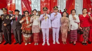 Joune Ganda Bahagia EE Mangindaan Ikut Upacara HUT ke-79 RI di Pemkab Minut