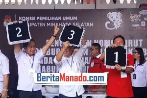 Seru! Momen Tiga Paslon Pilkada Minsel Cabut Nomor Urut