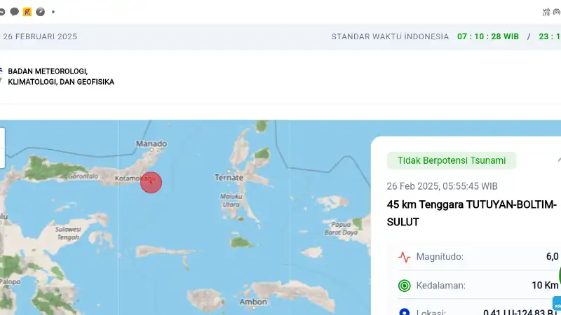 Gempa Magnitudo 6,0 Bikin Warga Manado Kaget