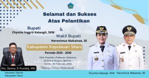 Sekretaris Daerah Sitaro Denny Kondoj Mengucapkan Selamat dan Sukses Atas Pelantikan Bupati dan Wakil Bupati
