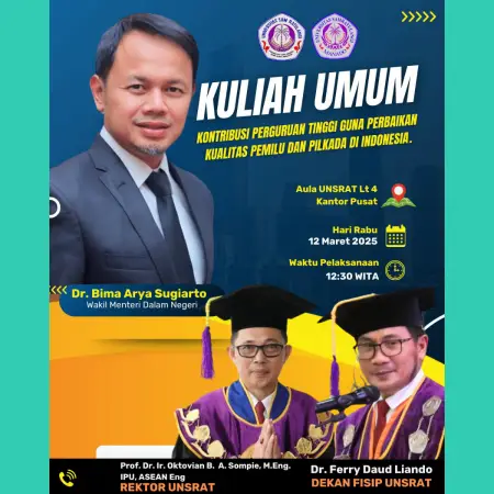 Revisi UU Pemilu dan Pilkada Jadi Prioritas, FISIP Unsrat Siap Berkontribusi Lewat Kuliah Umum