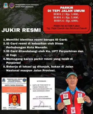 Hati-Hati! Jangan Bayar Parkir Sembarangan, Ini Ciri-Ciri Petugas Resmi di Kota Manado