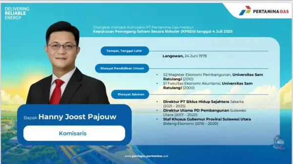 Hanny Joost Pajouw Resmi Diangkat sebagai Komisaris PT Pertamina Gas