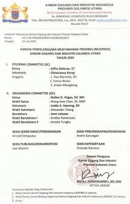 Rio Dondokambey Teken SK Baru, Panitia Musprov KADIN Sulut Resmi Diganti