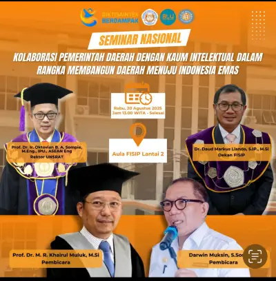 Bahas Kemitraan Pemerintah dan Kampus, FISIP Unsrat Manado Gelar Seminar Nasional