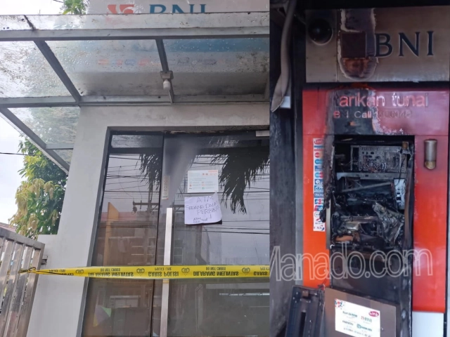Ada Bekas Terbakar Dilokasi Pembobolan ATM, Polresta Manado Lakukan Penyelidikan