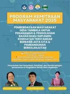 Unsrat Manado Terapkan Paten Suplemen Kesehatan: Berdayakan Perempuan Desa Tambala dan Industri Herbal