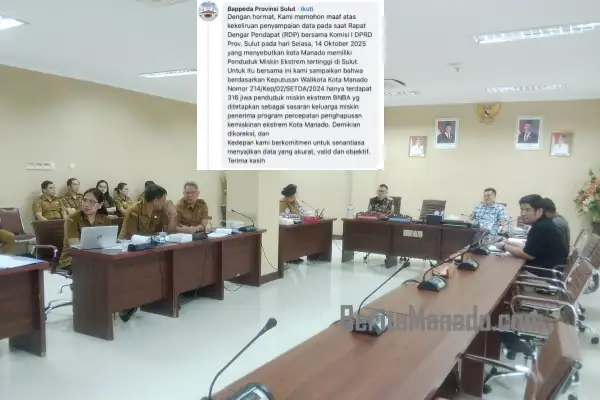 Kota Manado Dicap Kemiskinan Ekstrem Tertinggi, Bappeda Sulut Kini Minta Maaf di Sosmed