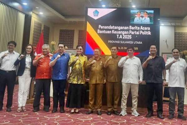 Pemprov Sulut Salurkan Bantuan Keuangan Parpol Rp1,7 Miliar, Tegaskan Komitmen Transparansi dan Penguatan Demokrasi