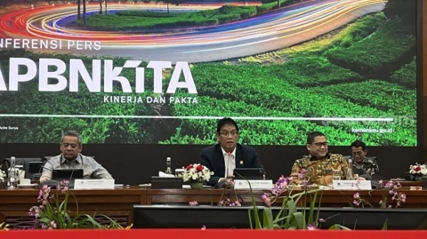 Menteri Keuangan Purbaya Yudhi Sadewa saat konferensi pers APBN Kita di Kantor Kemenkeu, Kamis (20/11/2025)