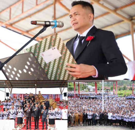 Pimpin Upacara HGN 2025, Bupati Ronald Kandoli : Mendidik dengan Hati, Mengabdi tanpa Henti