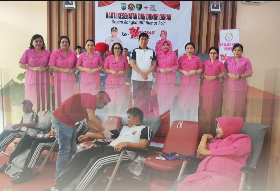HUT Humas Polri ke-74, Polres Mitra Sukses Gelar Kegiatan Donor Darah