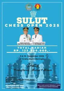 Sulut Chess Open 2025 Digelar: Total Hadiah Rp123 Juta, Bukti Kepedulian Gubernur pada Dunia Olahraga