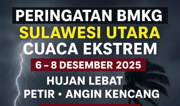 BMKG Peringatkan Cuaca Ekstrem di Sulut! Hujan Lebat & Angin Kencang 6–8 Desember