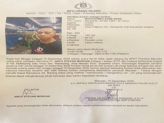 Basarnas Bersama Keluarga Cari ABK KM Barcelona 3 yang Dilaporkan Hilang