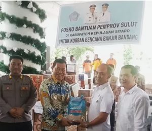 Wagub Victor Mailangkay Terima Bantuan Kadin Manado untuk Korban Banjir Bandang Siau