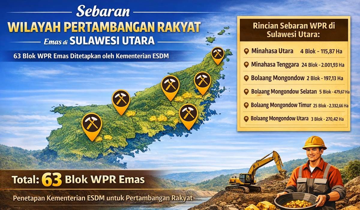 63 Wilayah Pertambangan Rakyat Emas di Sulawesi Utara Disiapkan Pemerintah, Ini Sebaran Lengkapnya