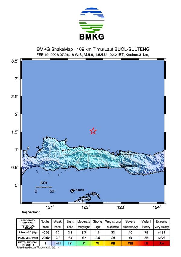 Gempa M5,7 Guncang Laut Sulawesi Pagi Ini, Terasa hingga Manado - BMKG: Tidak Ada Potensi Tsunami