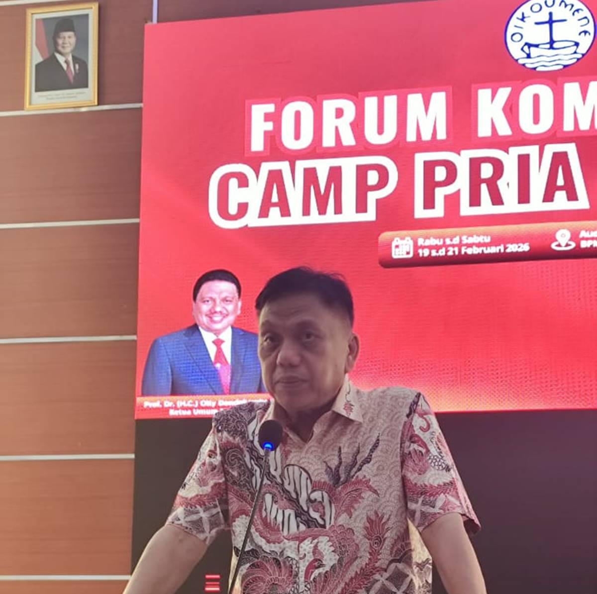 Olly Dondokambey Buka Camp Pria Bangkit 2026, FK-PKB PGI Perkuat Iman dan Ketangguhan Pria Kristen