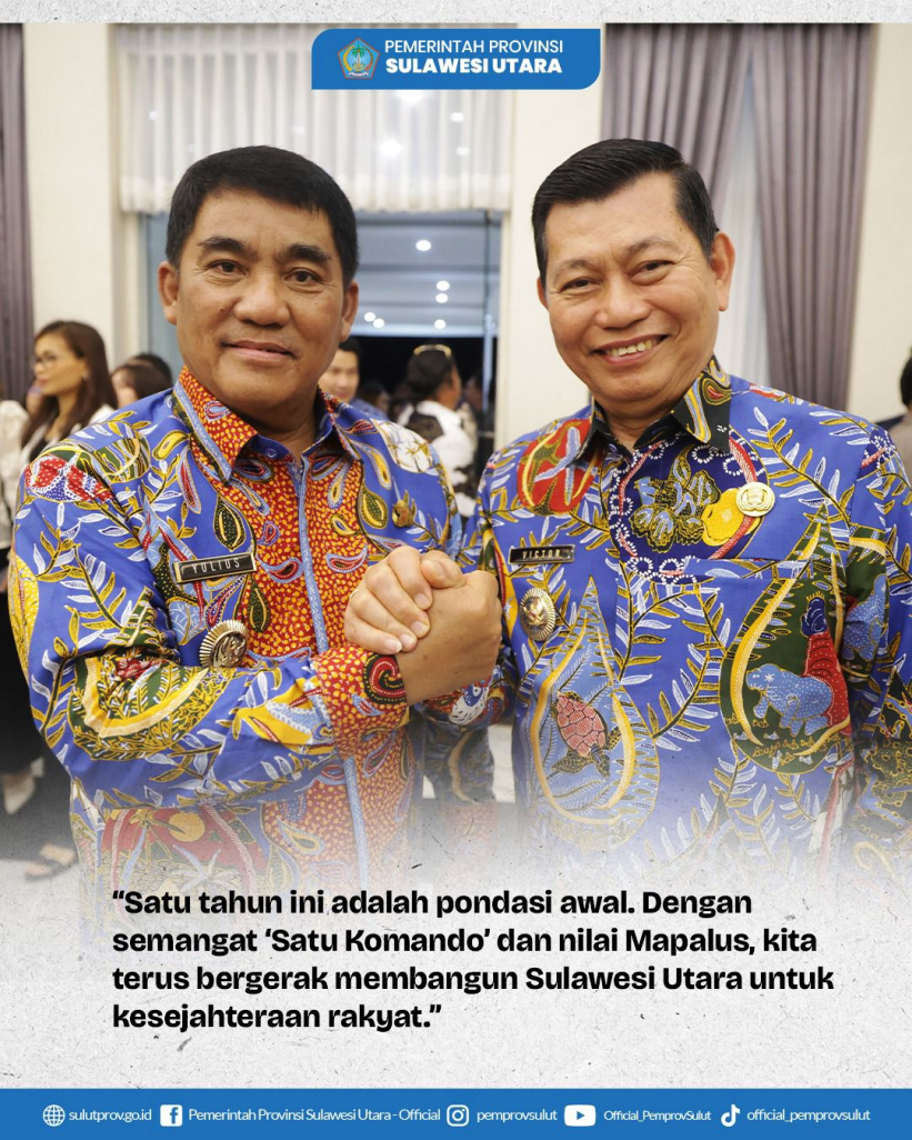 Satu Tahun Menjaga Amanah: Duet Yulius-Victor Tegaskan Komitmen Membangun Sulut dalam "Satu Komando"