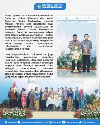 Satu Tahun Menjaga Amanah: Duet Yulius-Victor Tegaskan Komitmen Membangun Sulut dalam "Satu Komando"