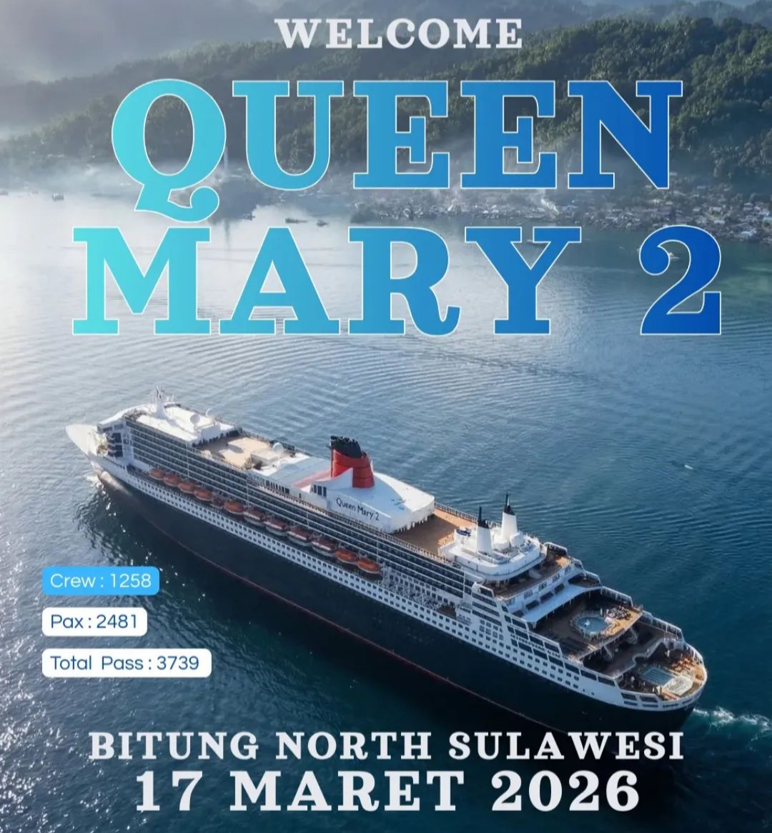 Kapal Pesiar Queen Mary 2 Bakal Singgah di Pelabuhan Bitung, Ini Jadwal Lengkapnya