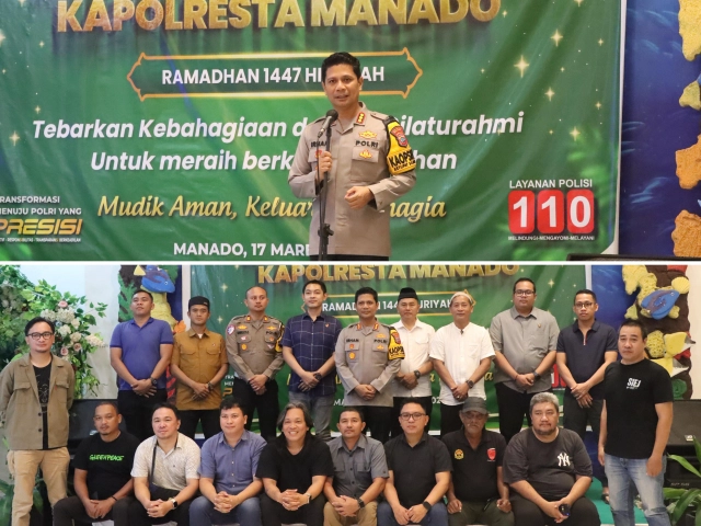 Bangun Komunikasi dan Kolaborasi, Kombes Pol Irham Halid dan Jajaran Bukber dengan Komunitas Wartawan Hukrim Polresta Manado