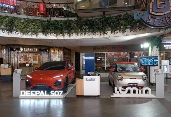 Mobil listrik Changan ditampilkan dalam sebuah pameran di Lippo Mall Kemang, Jakarta Selatan, pada 9 Maret 2026. (Sumber: Changan Indonesia)