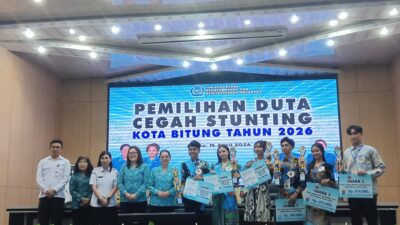 Ellen Honandar Sondakh Serahkan Hadiah Juara I, Duta Stunting Aertembaga Tampil Gemilang