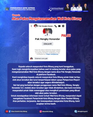 Akun Palsu Catut Nama Wali Kota Hengky Honandar, Pemkot Imbau Warga Lebih Waspada 9 Akun Palsu Catut Nama Wali Kota Hengky Honandar, Pemkot Imbau Warga Lebih Waspada