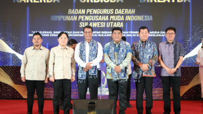 Mentan Andi Amran Bersama Gubernur Yulius Selvanus dan Wagub Victor Mailangkay Hadiri Rakerda HIPMI Sulut