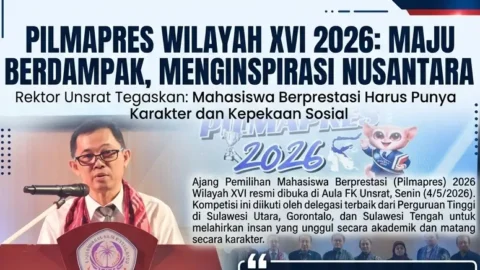 Pesan Rektor Unsrat di Pilmapres 2026: Cerdas Saja Tidak Cukup, Harus Punya Kepekaan Sosial