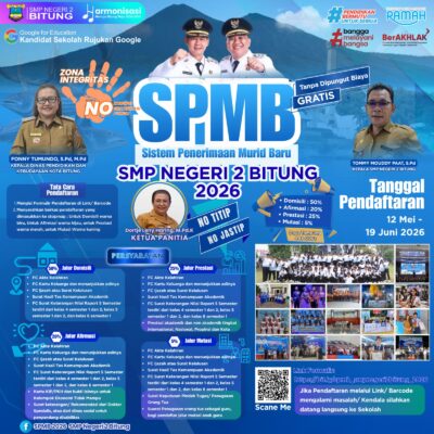 SMP Negeri 2 Bitung Pastikan SPMB 2026 Gratis, Tommy Paat: Tidak Ada Pungutan Apa Pun