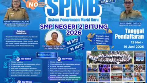 SMP Negeri 2 Bitung Pastikan SPMB 2026 Gratis, Tommy Paat: Tidak Ada Pungutan Apa Pun