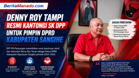 Resmi! Denny Roy Tampi Kantongi SK DPP untuk Pimpin DPRD Sangihe