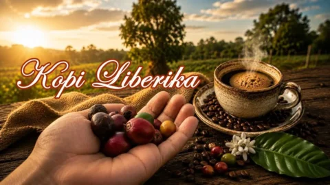 Pohon Kopi Liberika Langowan di Desa Sumarayar Minahasa dengan ukuran buah besar