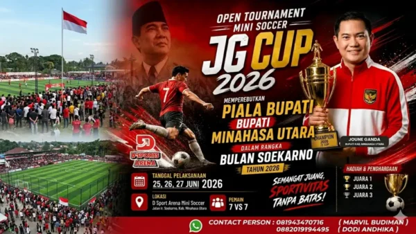 JG Cup 2026 Siap Digelar di Minahasa Utara, Hadiah Belasan Juta dan Puluhan Tim Siap Daftar 8 JG Cup 2026 Siap Digelar di Minahasa Utara, Hadiah Belasan Juta dan Puluhan Tim Siap Daftar