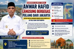 Gubernur Anwar Hafid Langsung Bergegas Pulang dari Jakarta Usai Gempa M 6,7 Guncang Palu dan Sekitarnya