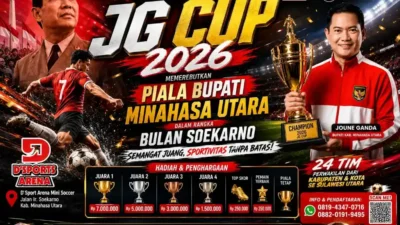 Meriahkan Bulan Bung Karno, Turnamen Mini Soccer JG Cup 2026 Perebutkan Piala Bupati Minahasa Utara