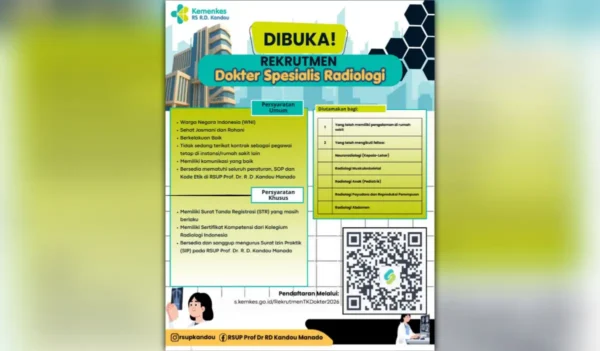RSUP Kandou Manado Buka Lowongan Dokter Spesialis Radiologi, Simak Syaratnya!