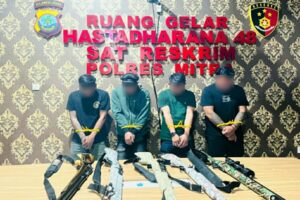 Pamer Senjata Angin di Medsos dengan Caption Menantang, 4 Pria di Ratatotok Diamankan Polres Mitra