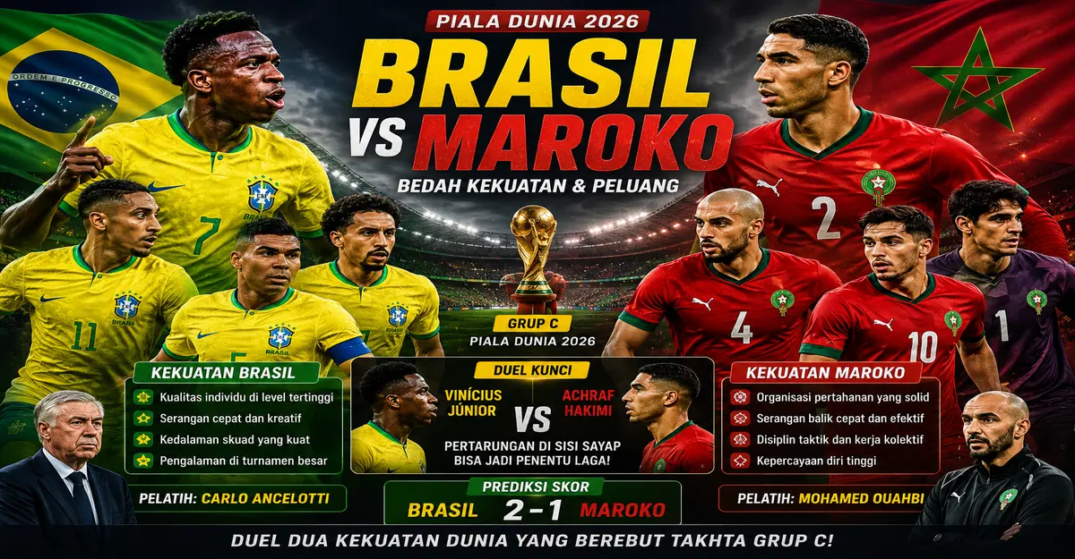 Bedah Kekuatan Brasil vs Maroko: Siapa Penguasa Grup C Piala Dunia 2026?