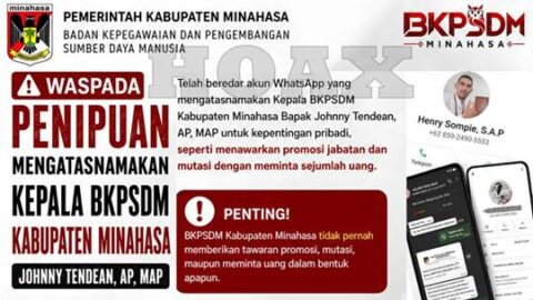Waspada! Modus Penipuan Promosi Jabatan Catut Nama Kepala BKPSDM Minahasa