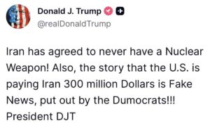 Iran Sepakat Tak Punya Nuklir, Trump Bantah Bayar Rp4,8 T ke Teheran
