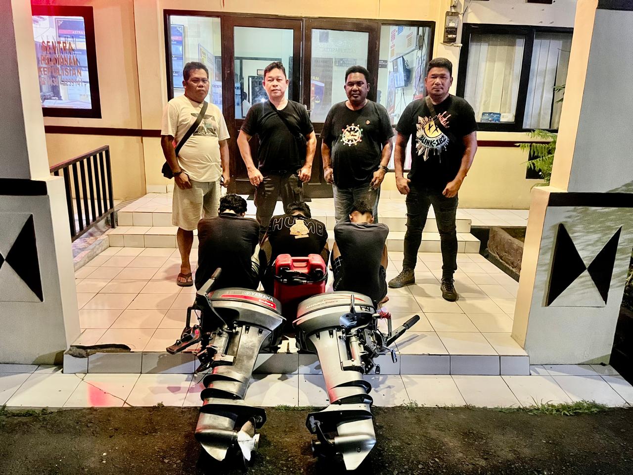 Berakhir di Tangan Polisi! Komplotan Pencuri Mesin Tempel yang Resahkan Nelayan Bitung Dibekuk Resmob Aertembaga