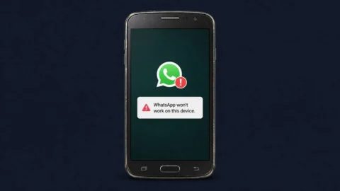 Notifikasi WhatsApp di Android 5.0 bahwa aplikasi tidak akan berfungsi mulai September 2026